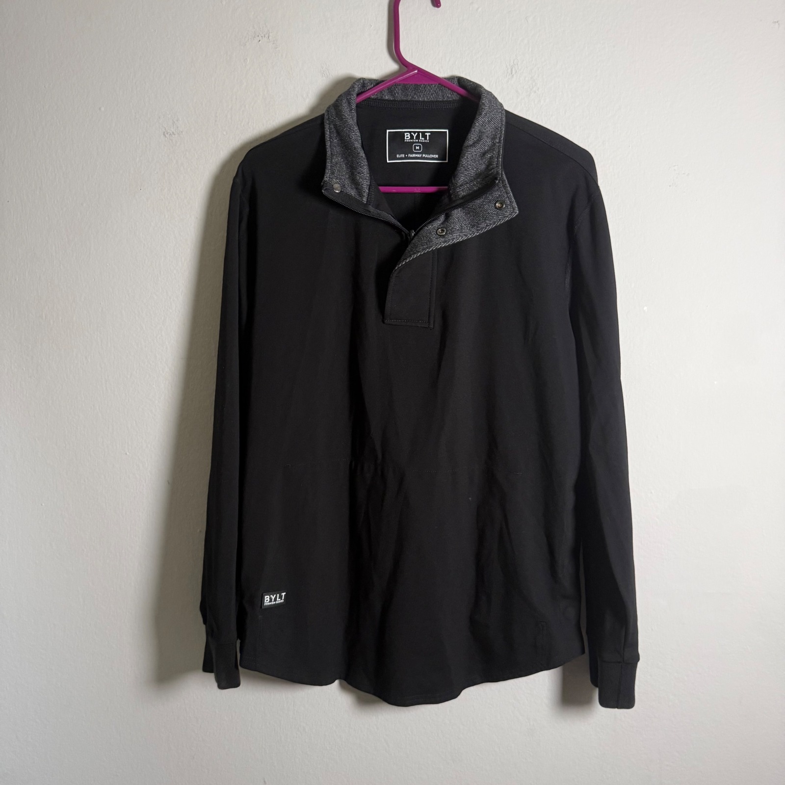 Bylt Premium Basics Mens Elite Fairway Pullover Black Quarter Zip Size M